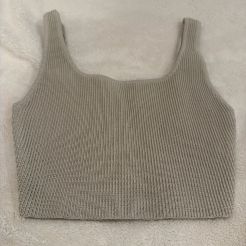 Aritzia Ribbed Knit Crop Tank Top - Gray